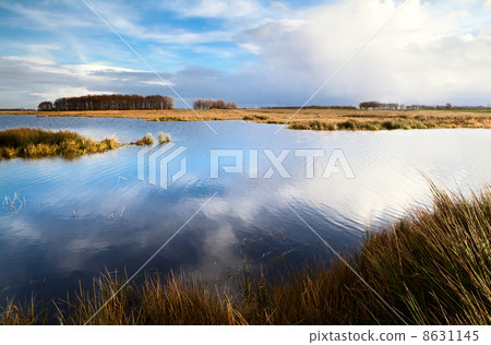 landscape with lake and cloudy sky 8631145