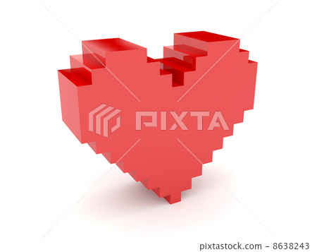 3D pixel heart. Concept illustration. 8638243