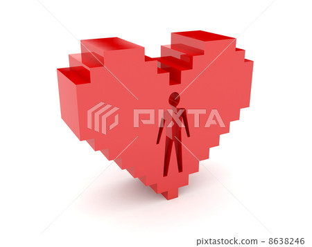 3D heart. Male figure cutout inside. Concept illustration. 3D heart. Male figure cutout inside. Concept illustration. 8638246