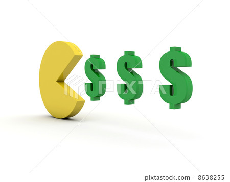 Pacman money food. Concept 3D illustration. 8638255