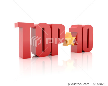Top ten red word isolated on white background. 3D illustration. Top ten red word isolated on white background. 3D illustration. 8638829