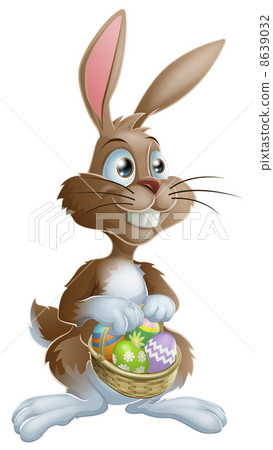 Easter bunny rabbit holding Easter eggs basket Easter bunny rabbit holding Easter eggs basket 8639032