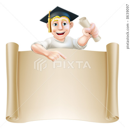 Graduate and scroll banner sign 8639097