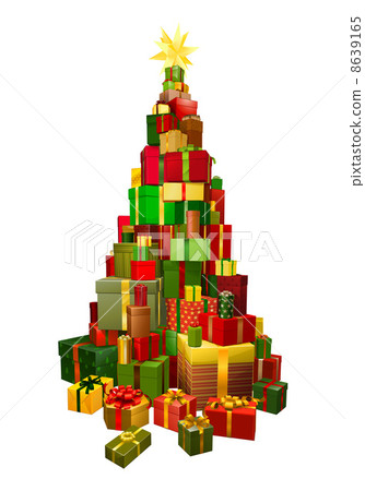 Gifts in Chritsmas tree shape illustration 8639165