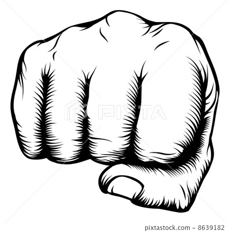 Hand in fist punching from front Hand in fist punching from front 8639182