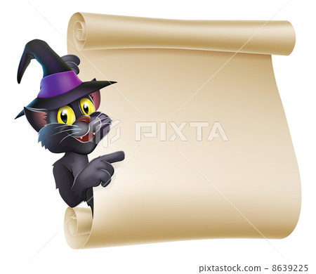 Halloween Witch Cat Scroll 8639225