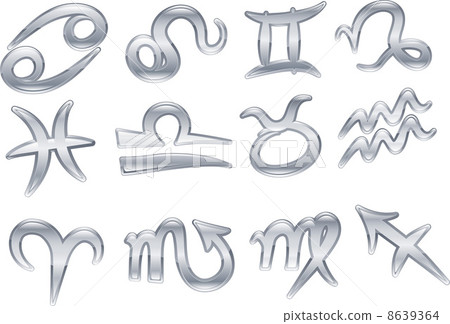 Glossy metallic zodiac symbols 8639364
