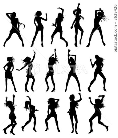 Beautiful women dancing silhouettes 8639426