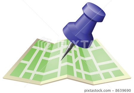 Illustration of a street map with drawing push pin 8639690