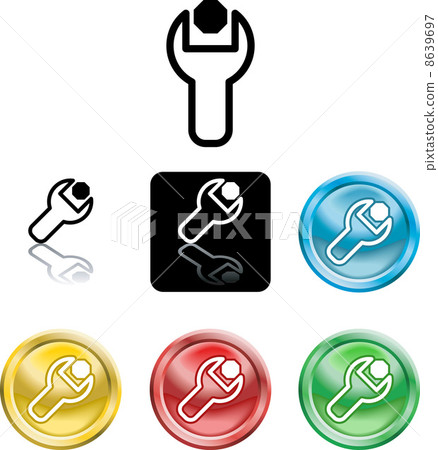 Spanner and nut icon symbol Spanner and nut icon symbol 8639697