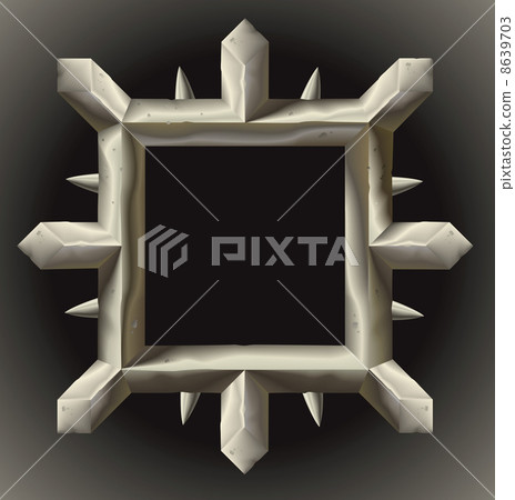Rusty spiky metal frame border 8639703