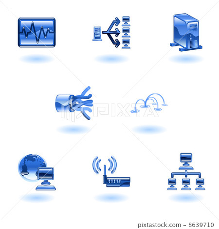 Glossy Computer Network Icon Set 8639710