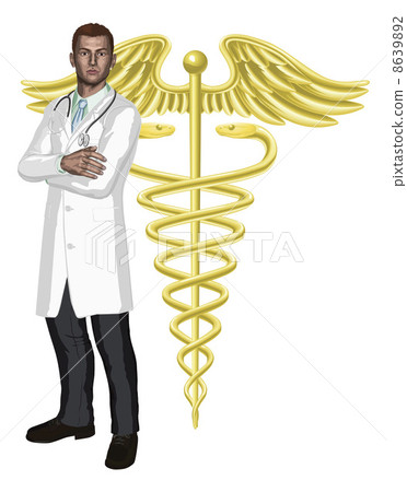 Doctor and caduceus symbol illustration Doctor and caduceus symbol illustration 8639892