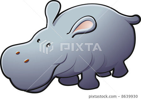 Cute Friendly Hippo Vector Illustration 8639930