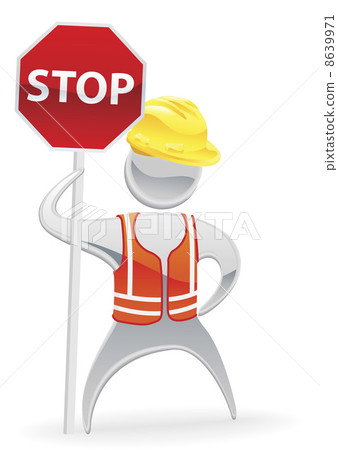 Stop sign metallic man concept - Stock Illustration [8639971] - PIXTA