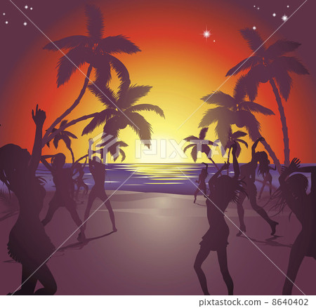 Sunset beach party illustration 8640402