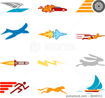 Conceptual icon set speedy and efficient Conceptual icon set speedy and efficient 8640551