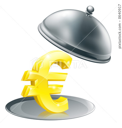 Euro on silver platter concept 8640917