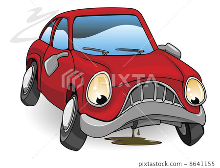 Sad broken down cartoon car 8641155