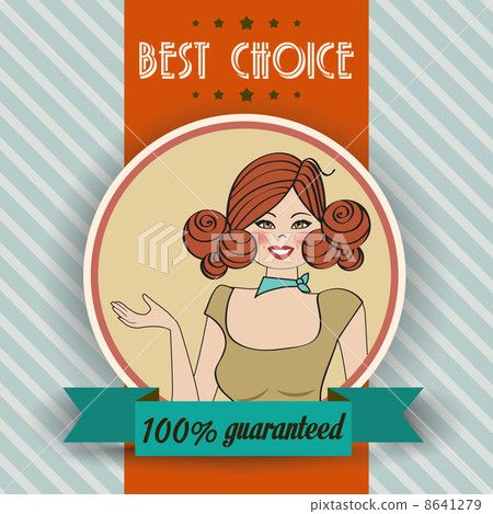 retro illustration of a beautiful woman and best choice message retro illustration of a beautiful woman and best choice message 8641279