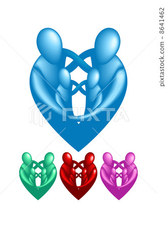 A loving protective family forming a heart shape. 8641462