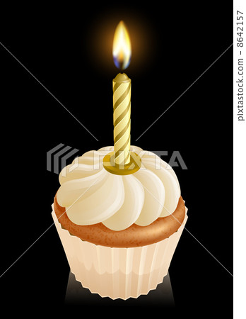 Fairy cake cupcake with birthday candle 8642157