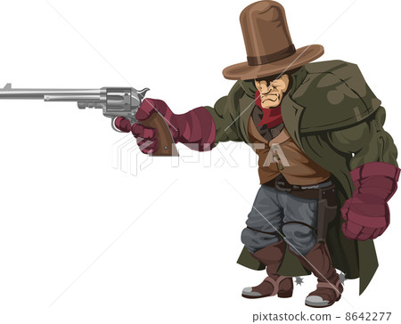 Cowboy gunman with pistol 8642277