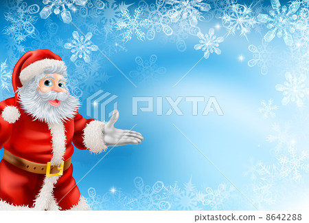 Blue snowflakes and Santa background 8642288