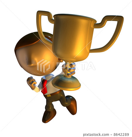 3d business man character holding a trophy 8642289