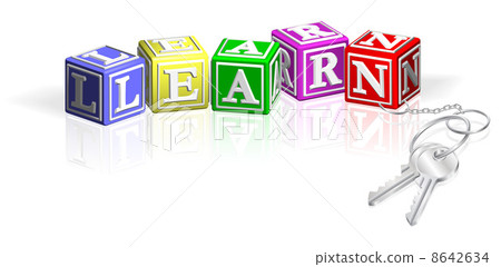 Learn alphabet blocks attached to keys 8642634