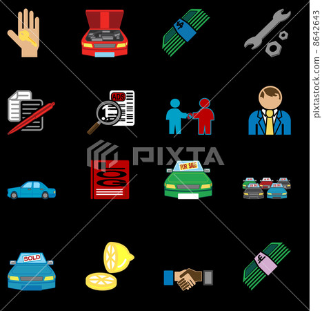 icons related to purchasing a car icons related to purchasing a car 8642643