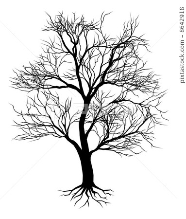 Hand drawn old tree silhouette 8642918