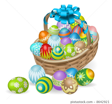 Colourful painted Easter eggs basket Colourful painted Easter eggs basket 8642921