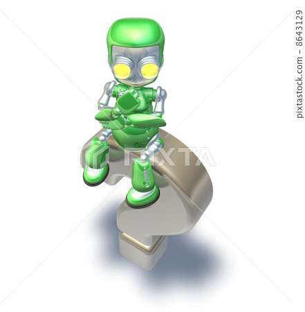 Confused Question Mark Cute Green Metal Robot 8643129