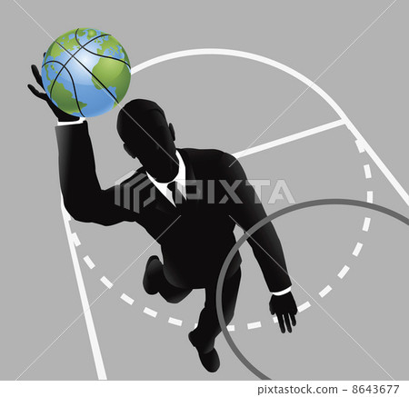Business man slam dunking basketball Business man slam dunking basketball 8643677