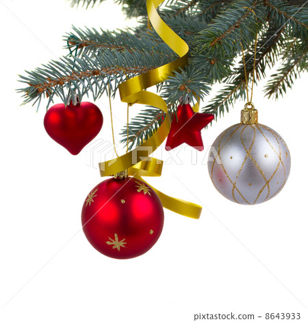 christmas decorations  hanging on fir tree 8643933