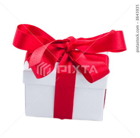 white gift boxe with red bow 8643935