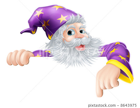 Wizard pointing down at sign Wizard pointing down at sign 8643975