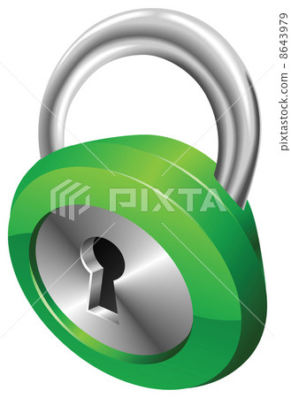 Shiny glossy green security padlock vector illustration Shiny glossy green security padlock vector illustration 8643979