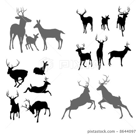 Deer stag fawn and doe silhouettes 8644097