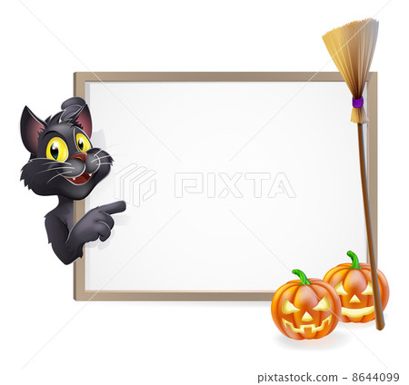 Witch Cat Halloween Sign 8644099