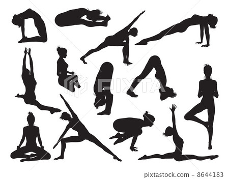 Yoga pose women silhouettes Yoga pose women silhouettes 8644183