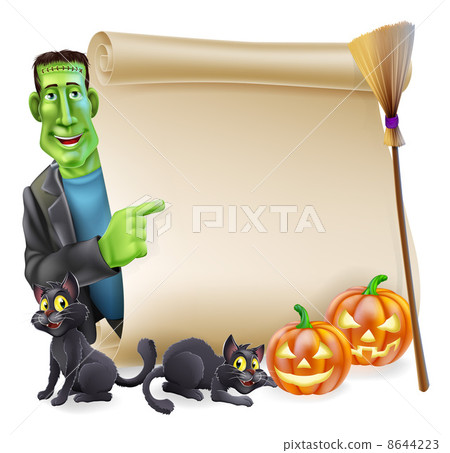 Halloween Scroll with Frankenstein - Stock Illustration [8644223] - PIXTA
