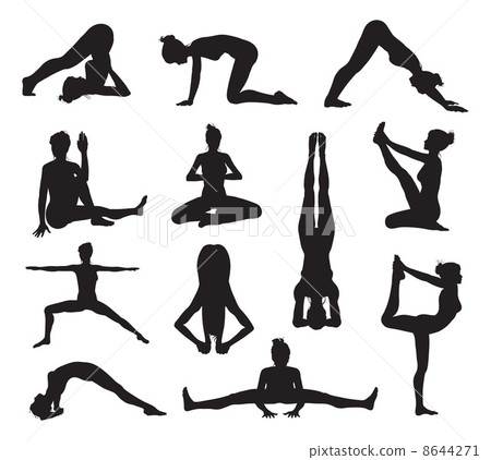Yoga or pilates poses silhouettes Yoga or pilates poses silhouettes 8644271