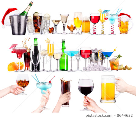 different  alcohol drinks set isolated 8644622
