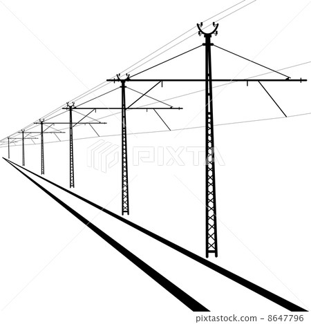 Railroad overhead lines. Contact wire. Vector illustration. Railroad overhead lines. Contact wire. Vector illustration. 8647796