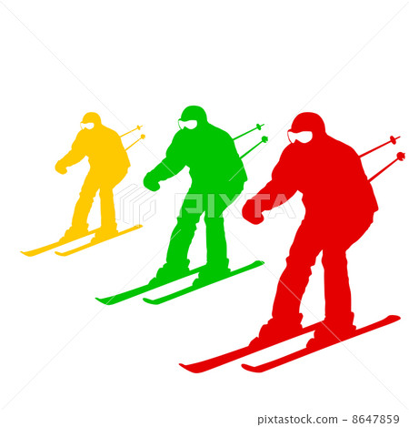 Mountain skier  speeding down slope. Vector sport silhouette. 8647859