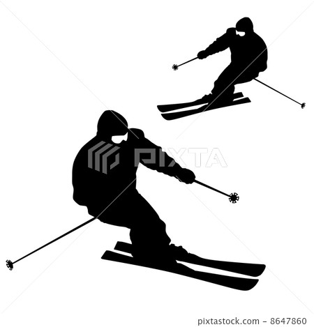 Mountain skier  speeding down slope. Vector sport silhouette. 8647860