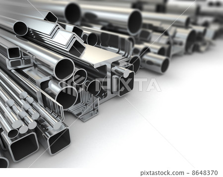 Metal profile and steel pipes. Background. 3d 8648370