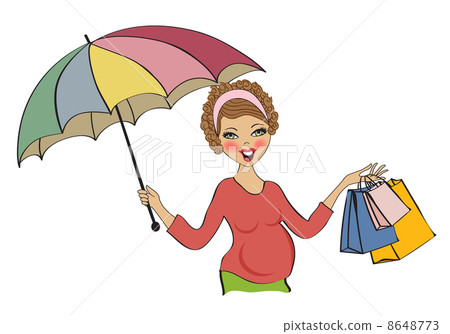 happy pregnant woman at shopping, isolated on white background happy pregnant woman at shopping, isolated on white background 8648773